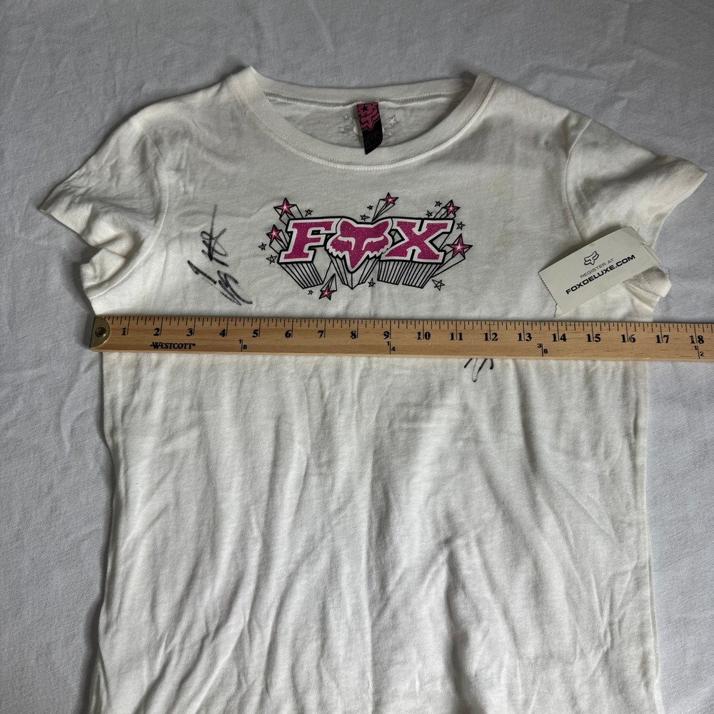 Vintage Y2K Fox Racing Stargaze Tee White Glitter Graphic T-Shirt Sz Large NEW - Picture 12 of 13